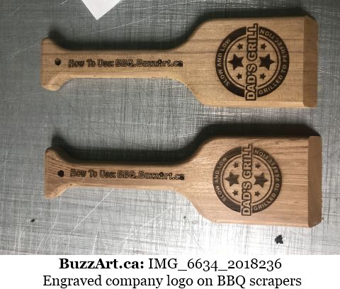 Engraved company logo on BBQ scrapers